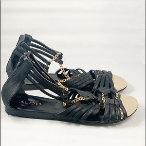 Aldo black leather sandals 8.5